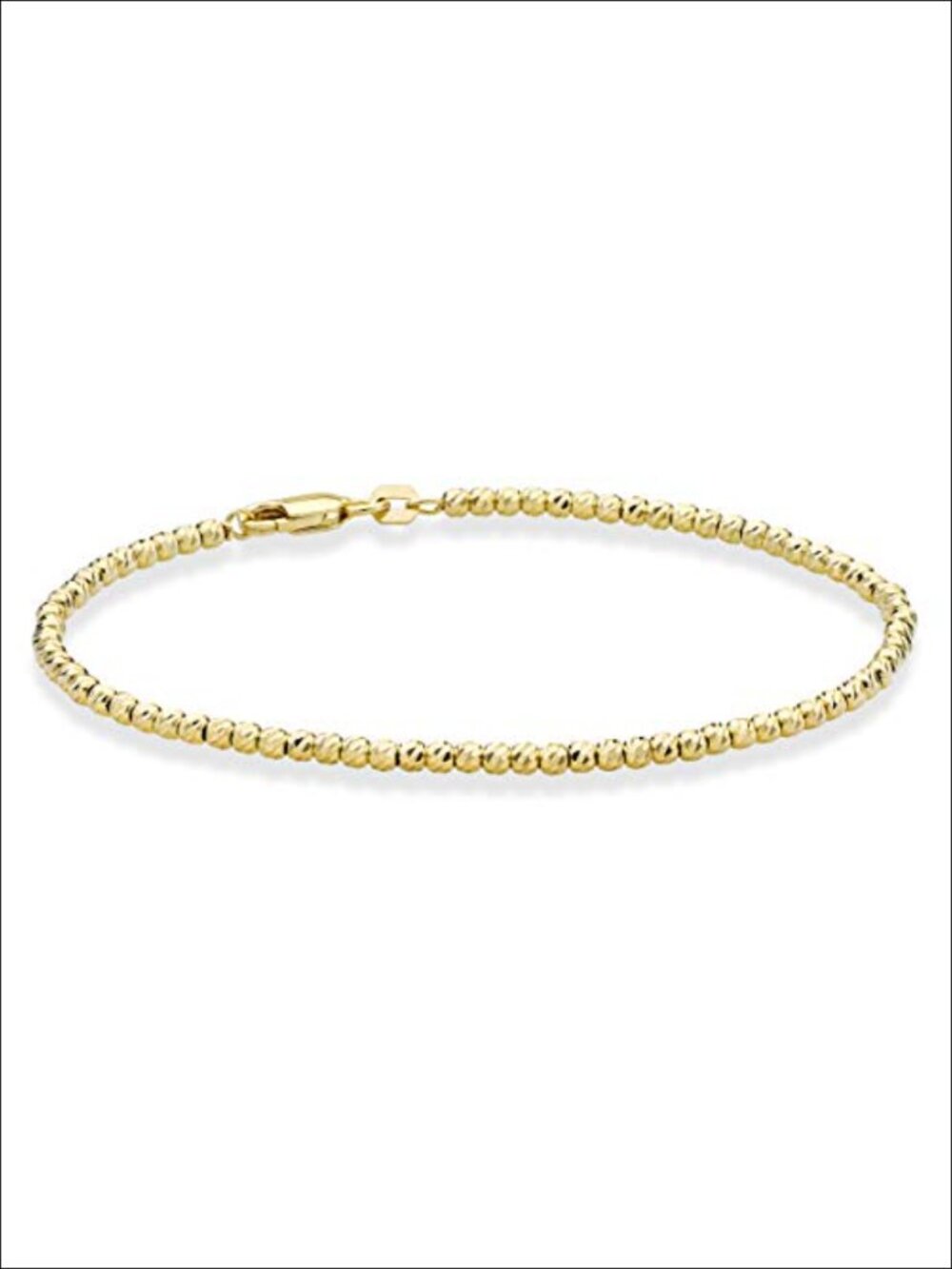 Diamond-Cut Bead Chain Anklet Ankle Bracelet for Women, Made in Italy